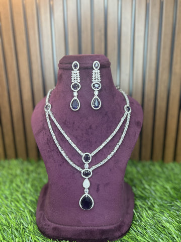 Rhodium finish layered necklace