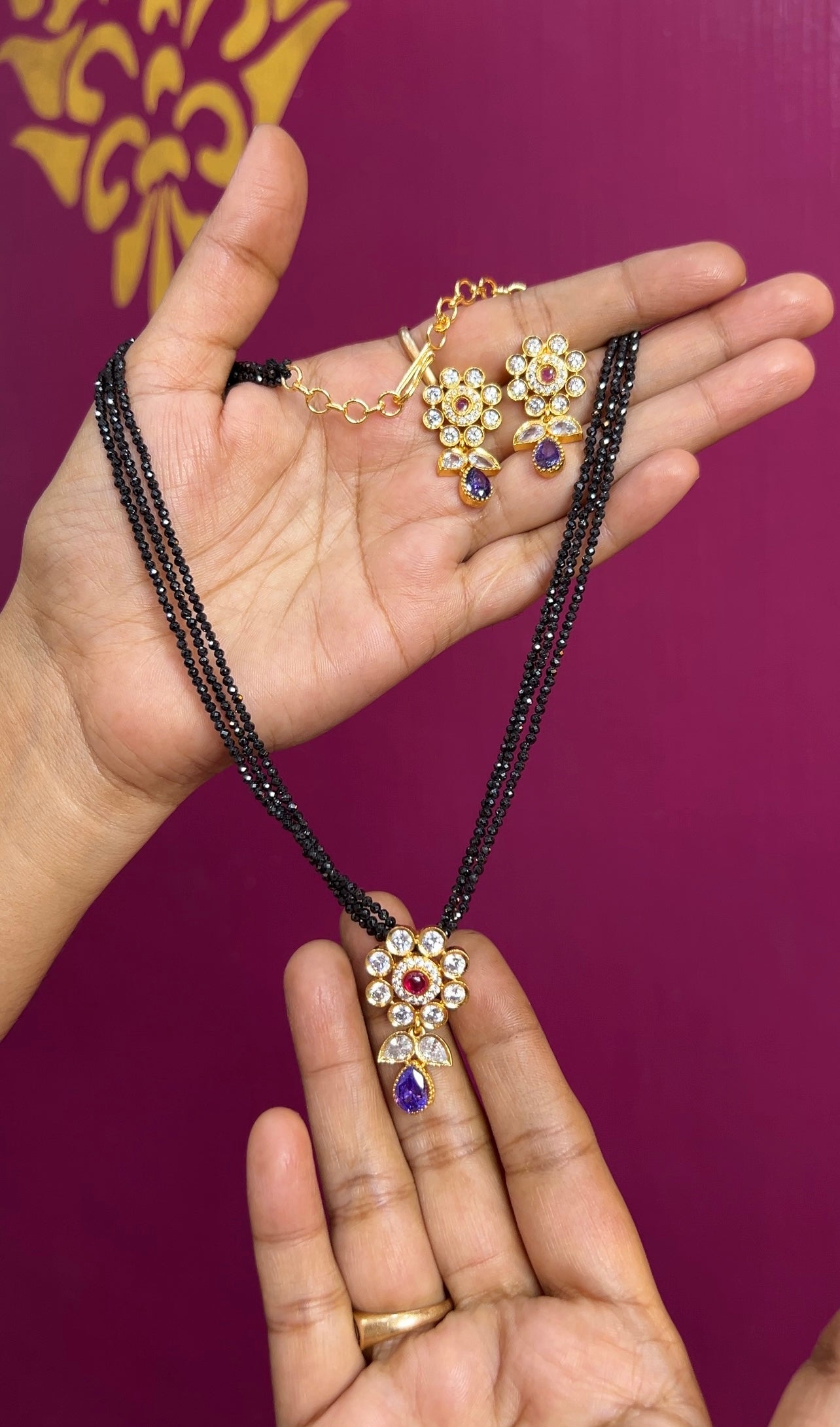 Cz black beads 16inches BB038