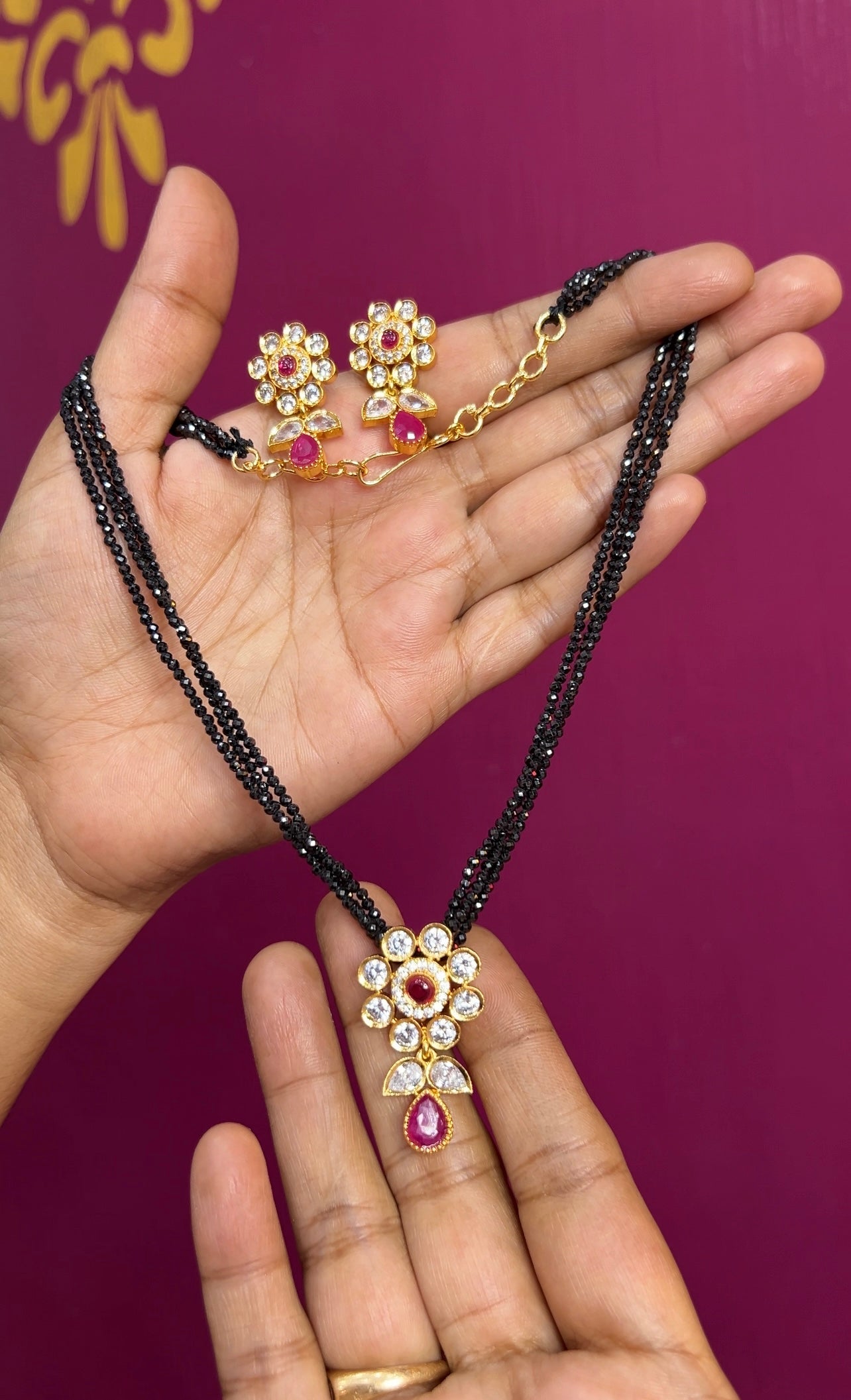 Cz black beads 16inches BB038