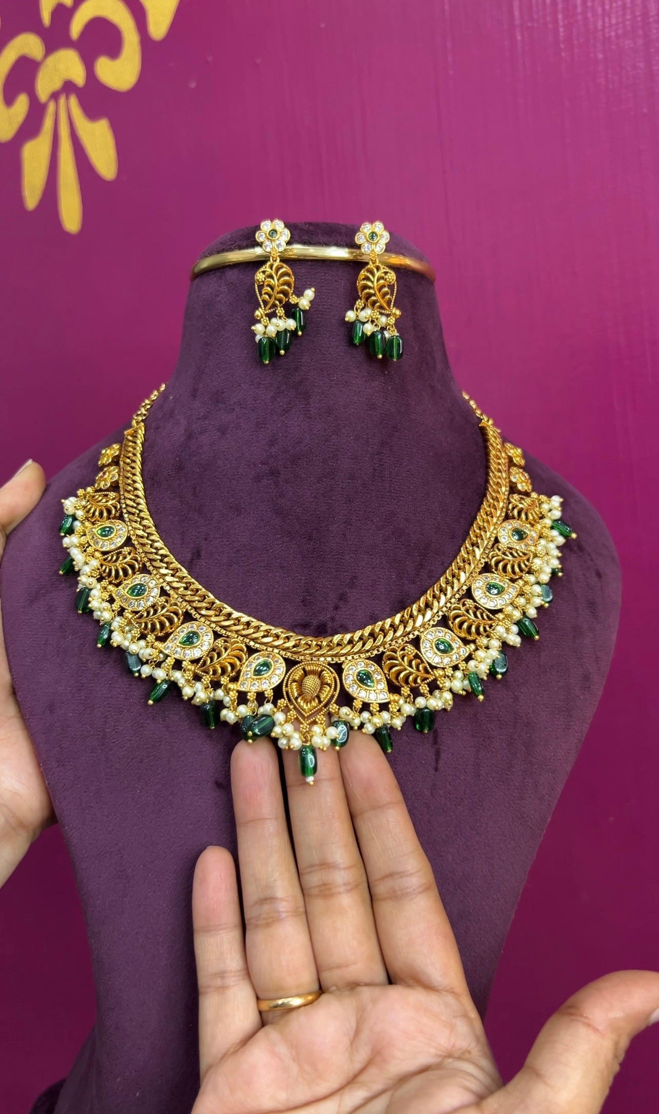 Antique finish jalebi necklace NK067
