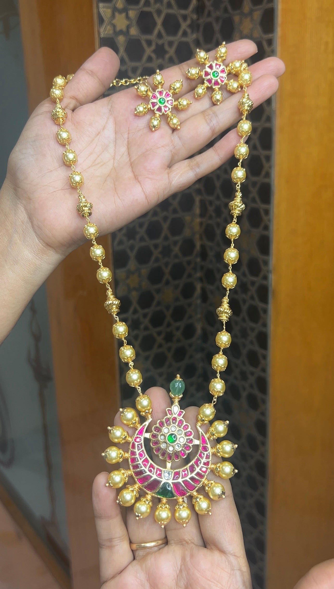 Jadau Kundan beads chain 22inches BCH050
