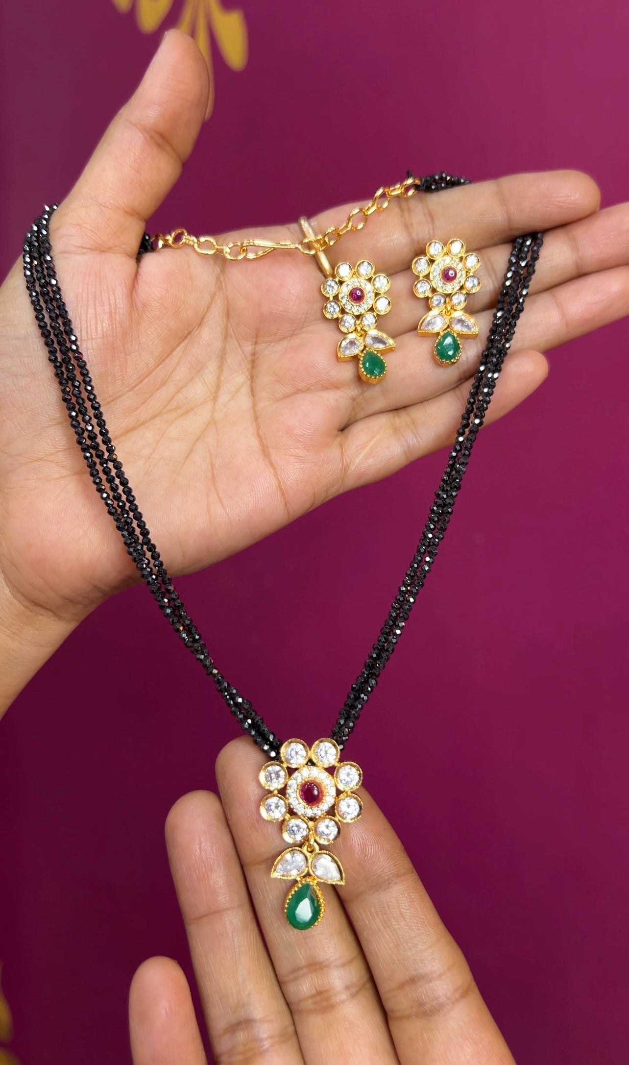 Cz black beads 16inches BB038