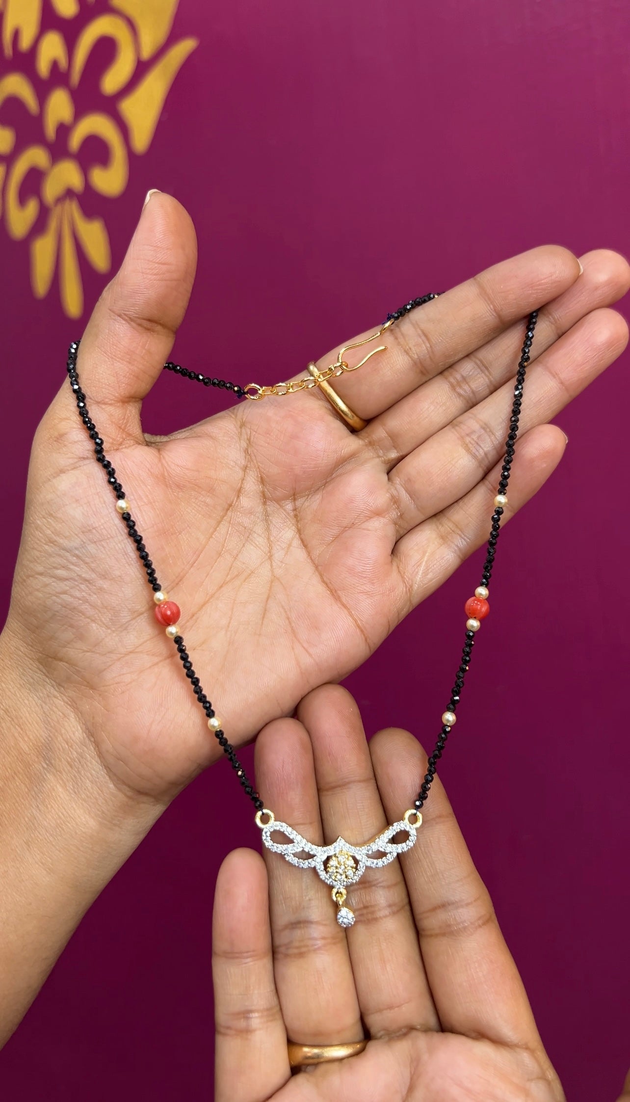 Cz black beads 16inches BB045