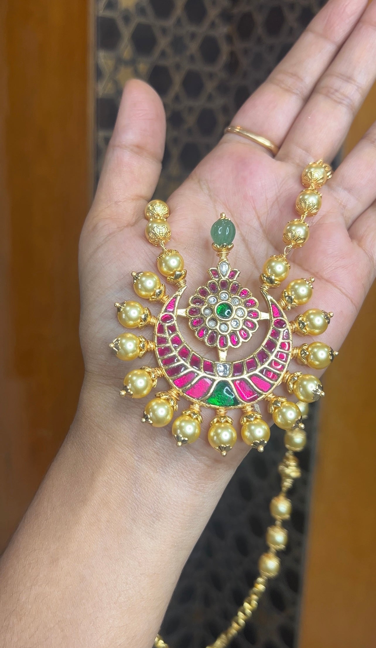 Jadau Kundan beads chain 22inches BCH050