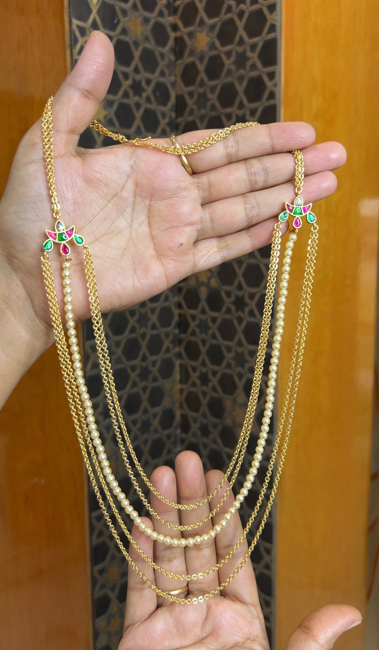 Jadau Kundan step chain 22inches STCH007