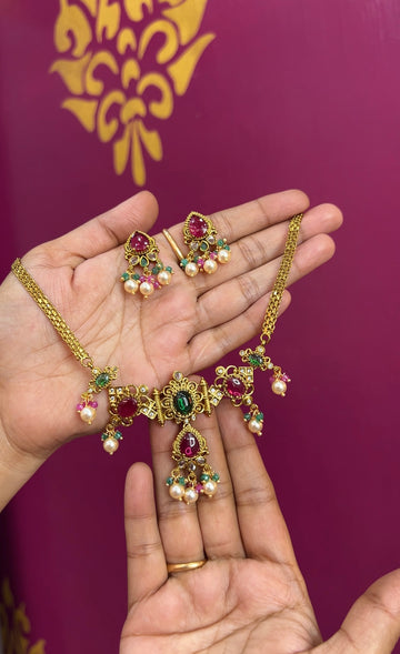 Antique finish necklace NK056