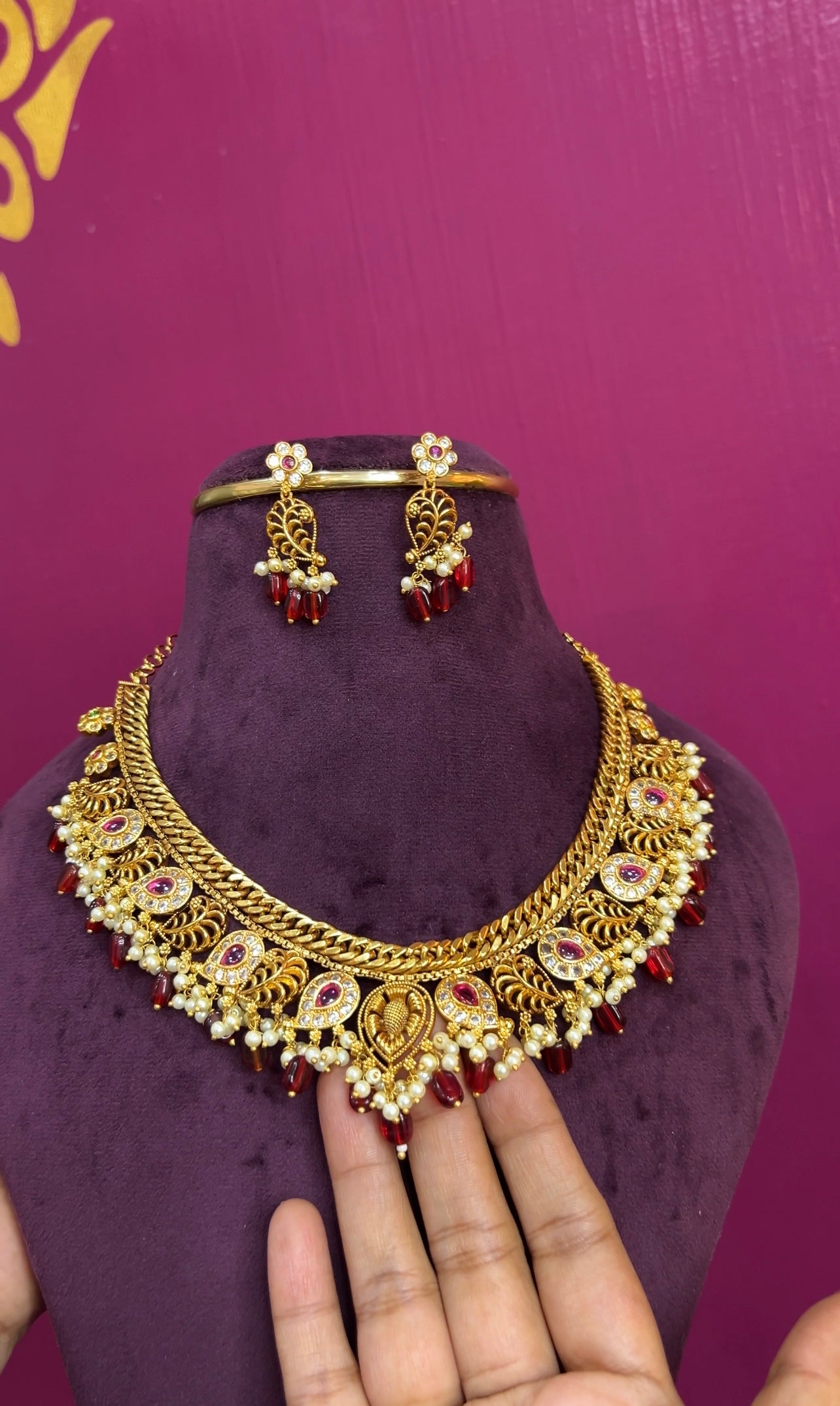 Antique finish jalebi necklace NK067