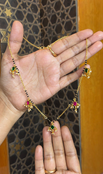 Jadau Kundan black beads 16inches BB100
