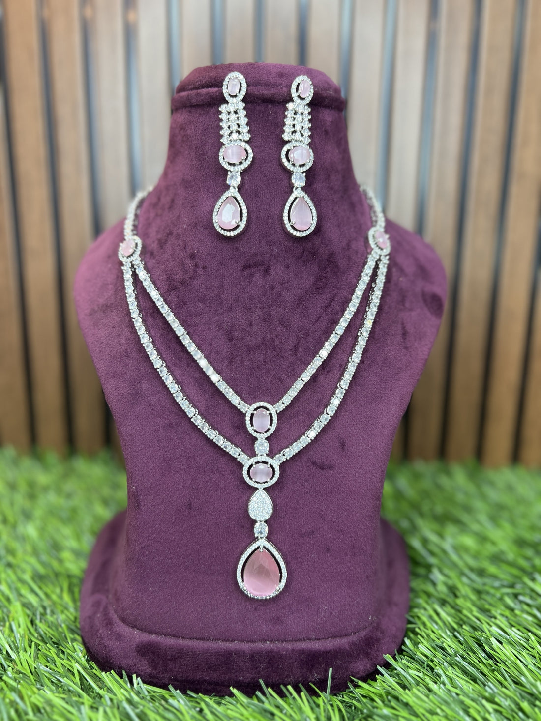 Rhodium finish layered necklace